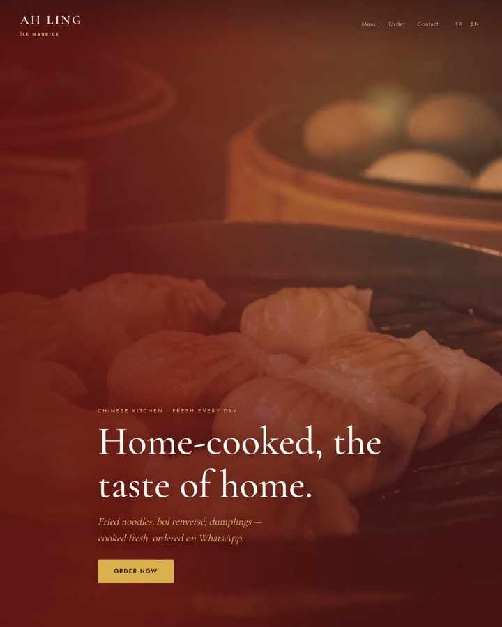 La démo Ah Ling — cuisine maison commandée sur WhatsApp