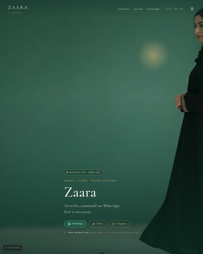 The Zaara demo — a trilingual modest-fashion atelier